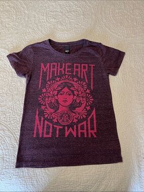 Obey Heathered Plum Tee with Pink Graphic